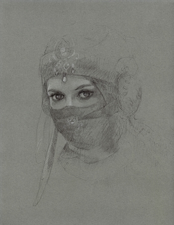 Toned drawing for oil portrait on panel