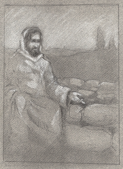 Sketch of Jesus at Well by Jameson Gardner